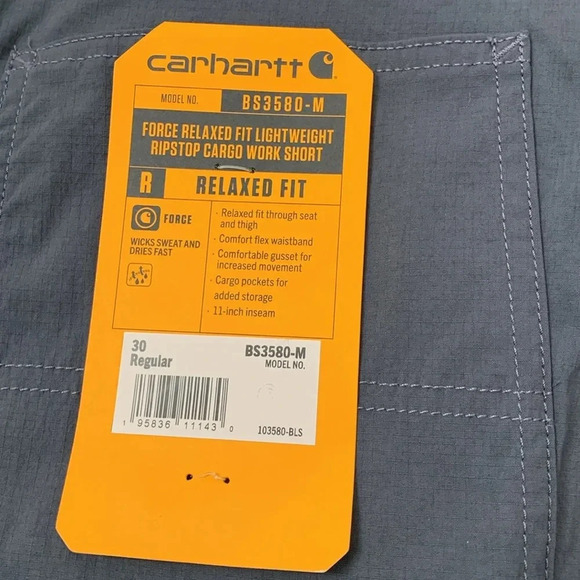 Men’s Carhartt Force Relaxed Fit Lightweight Ripstop Cargo Shorts Size 30 NWT - Picture 6 of 10